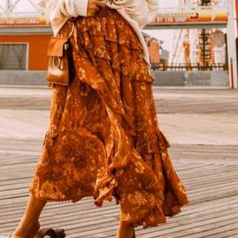 Spell & Gypsy Designs Aurora Frill Skirt Burnt Ember Medium